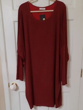 bryn Walker Rust Scoop Neck Oversized Sweater
